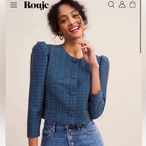 ROUJE CLAUDETTE POLKA DOT PUFF SLEEVE JACKET